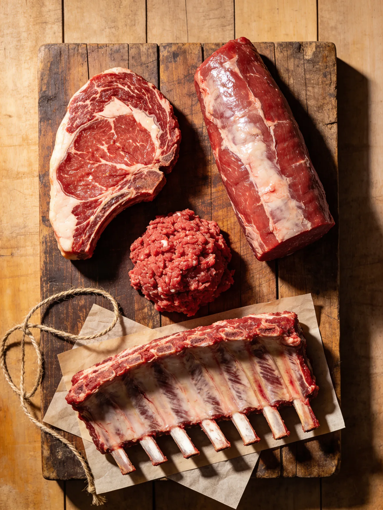 Celino beef range: steaks, ribs and ground beef